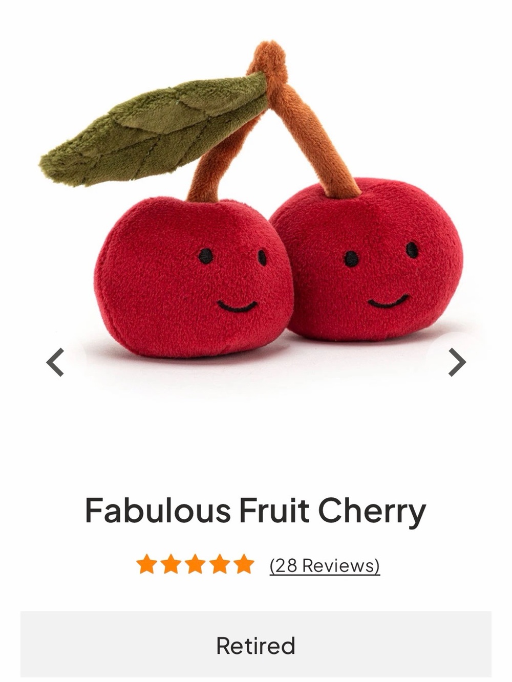 Jellycat Fabulous Fruit Cherry - retired version